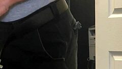 Mature Woman Almost Caught Masturbating Shaved Pussy Close Up.