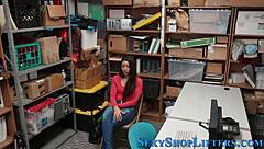 Caught thieving teen brunette in high definition