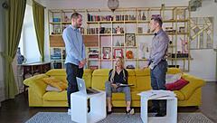 Nympho newcomer takes two cocks