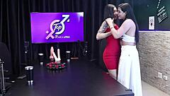 Two seductive women engaging in passionate kisses, fueling desire in men - Dieni Gaisha