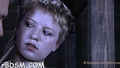 handcuffed up chick is punished in rough garage bondage sex