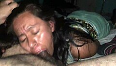 latina milf masturbates during blowjob, ending in intense climax