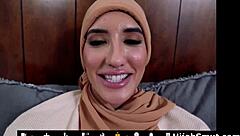Wow, the Arab virgin keeps her hijab on while fucking the Christian guy!