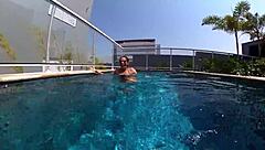 Married Woman Fucks Stranger At Pool.