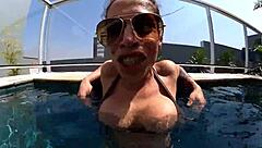 Married Woman Fucks Stranger At Pool.