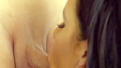 tgirl asks, 'want to fuck my massive tits?' while pounding bbw