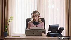 Blonde submissive secretary Demi in lingerie gets spanked, rimmed, deepthroats, doggystyled, rides, and muff dives