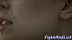 Wrestling Lesbians Dominate with Kissing and Pussy Play in Ring