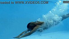 Half russian and spanish chick Irina Cage nude swimming