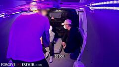 Czech beauty cheats with masked stranger while her husband watches