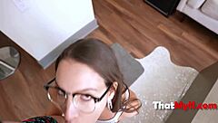Katrina in glasses deepthroats cock in pov sex