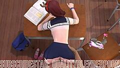 in this hentai anime, d va with big tits and ass gets pov fucked and creampied in school game