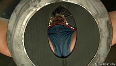 Why gag the blonde in that bird cage?