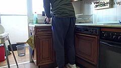 she was so horny, loves fucking in the kitchen with monster cock