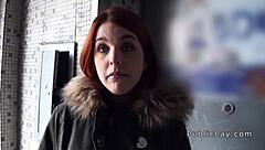 redhead amateur flashes titties outdoor 😏