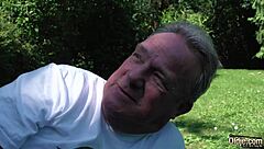 Super hot teen 18+ fucks grandpa, swallows his juicy cumshot?