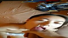 Chinese girlfriend tackles monster cock. She delivers intense blowjob with a facial finish.