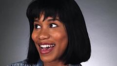 Jenna Foxx, black goddess, masturbates her trimmed pussy!