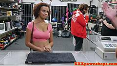 Wow, Black Pawnshop Amateur Sucks Big Tits on Hidden Cam!