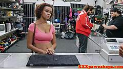 Wow, Black Pawnshop Amateur Sucks Big Tits on Hidden Cam!