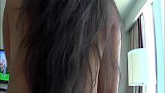 hot asian chick with creamy pussy rides interracial cock