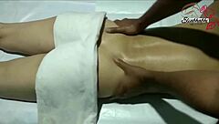 indian lady receives full body massage close up