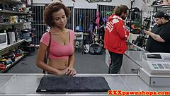 Wow, Black Pawnshop Amateur Sucks Big Tits on Hidden Cam!