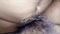 Close-up of passionate hairy pussy dripping with black cock