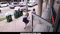 Blonde teen shoplifter with perfect body banged by officer