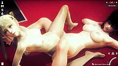 Honey Select 2: Marie Rose and Nyotengu indulge in lesbian passion