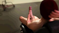 white guy doing massage on his huge penis bwc with teen touch.