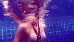 Blonde babe Wendy strips nude underwater