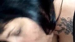 Inked vixen from Argentina hones her skills in oral pleasure