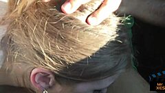Blonde teen gives bbc road head in public