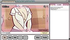 Nicole in risky job hentai masturbates as camgirl exposing big tits