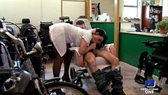 Seductive nurse eases doctor's tension