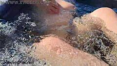 Indulge in a steamy FFM footjob and outdoor threesome with seductive amateurs