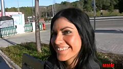 cute latina teen 18+ girl gets deepthroat and outdoor fuck with cumshot on her piercing