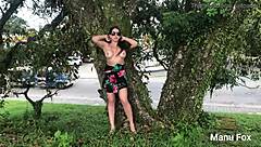 Manu fox caught masturbating naked on the train tracks