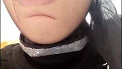 amateurs indulge in kinky homemade fetish with stockings on face creating pig nose