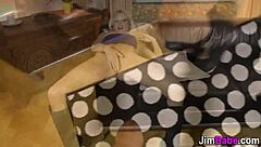 Blonde Teen Sucks Old Man's Cock in Stockings