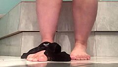 Amateur BBW wife enjoys anal play with toy