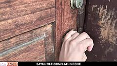 caught my latin dad jerking off, so i fucked his ass hard