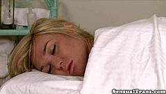 Transsexual gets massaged then drilled in tight ass