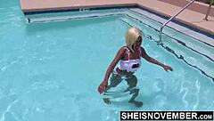watch my freaky ebony ass get naked at the pool