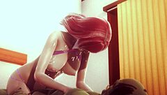 Giant man forces himself on petite anime lass
