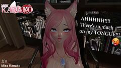 Vtuber cat girl teases with huge natural tits in titty fuck