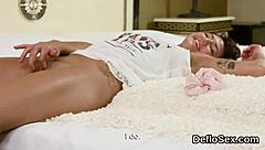 impressive chick rubs wet cunt to orgasm