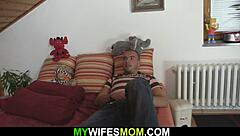 Blonde girlfriend's mom assists her cheating husband in finding pleasure