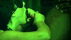 Angela receives handjob and deepthroat before getting pounded by two huge cocks in interracial threesome.